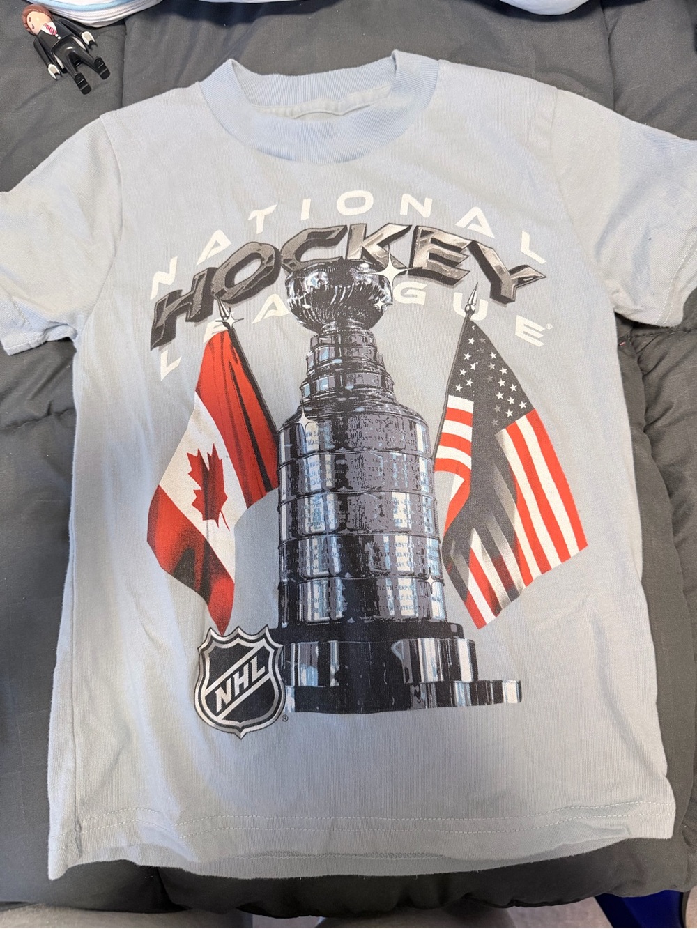 abercrombie kids Light Blue NHL Stanley Cup Hockey Tee with Flags